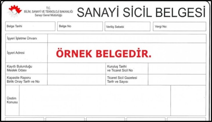 SANAYİ SİCİL BELGESİNE SAHİP FİRMALAR DİKKAT