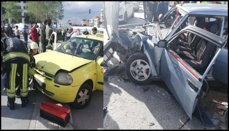 Taksi ile Otomobil Çapıştı : 4 Yaralı