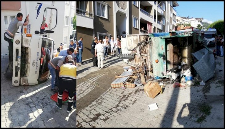 Buldan'da çöp kamyonu devrildi: 1 yaralı