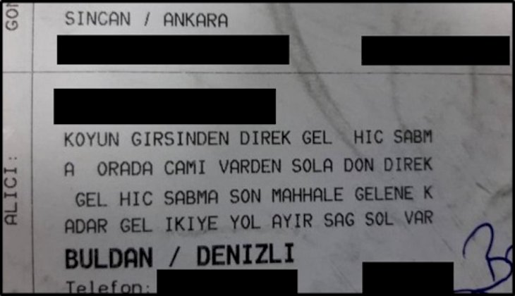 Buldan'da bir vatandaşın kargo şirketine verdiği adres şaşırttı
