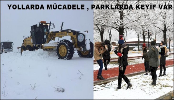 Büyükşehir 14 ilçede karla mücadele ediyor