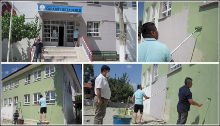 Kale'de öğretmenler daha temiz bir eğitim için okullarını boyadı