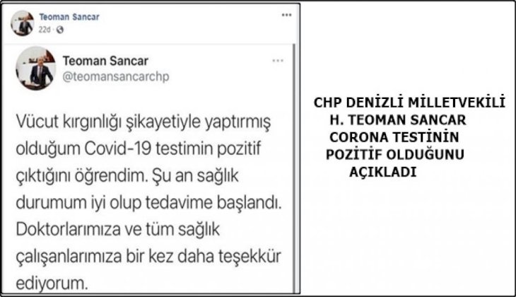CHP Milletvekili Testinin Pozitif Çıktığını Açıkladı