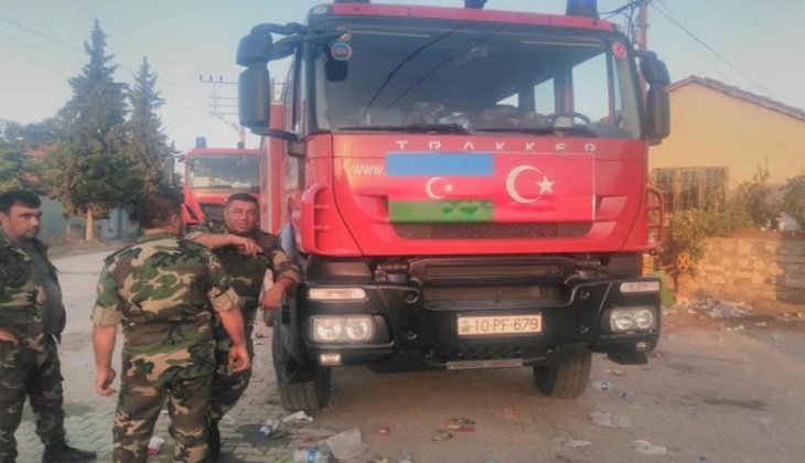 Yangınlara Müdahale eden Azeri askerler Sarayköy’de