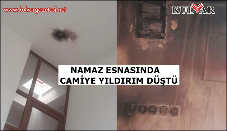 Acıpayam'da yıldırım düşen camide başlayan yangın ucuz atlatıldı