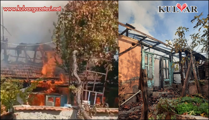 Alevlerin sardığı ev kullanılamaz hale geldi