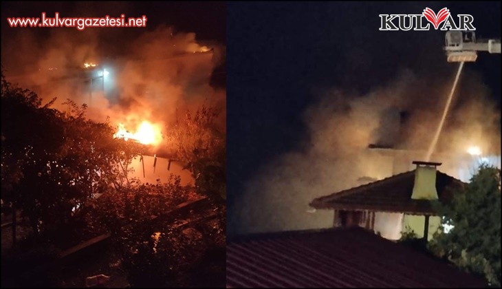 Alevlerin sardığı evin çatısı kullanılamaz hale geldi