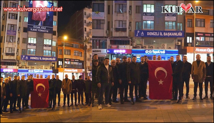 Anahtar Parti Denizli il binasına dev Türk bayrağı asıldı