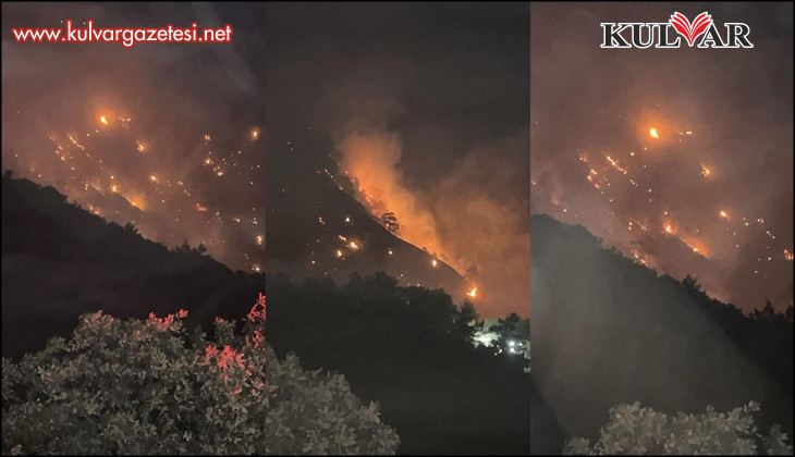 Buldan’da başlayan orman yangını için ekipler söndürme çalışmalarını devam ediyor