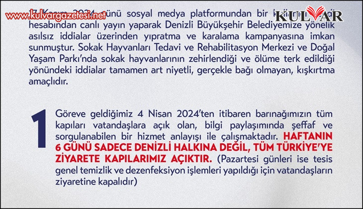 Denizli Büyükşehir Belediyesi; “Barınağımızın kapısı tüm Türkiye’ye açıktır”