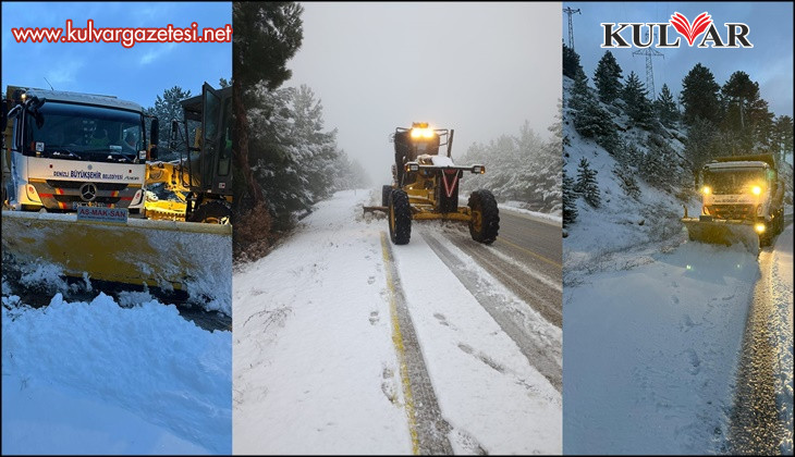 Denizli'de karla mücadele sürüyor