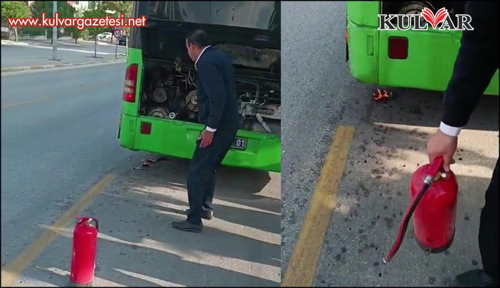 Denizli'de yanmaya başlayan halk otobüsünde facia ucuz atlatıldı