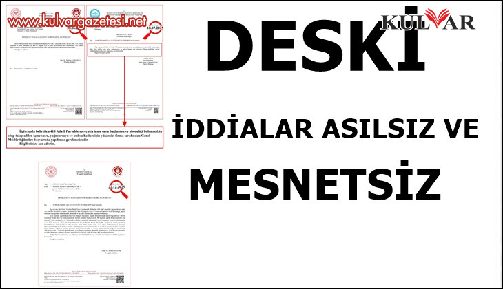 DESKİ'DEN İDDİALARA CEVAP GELDİ