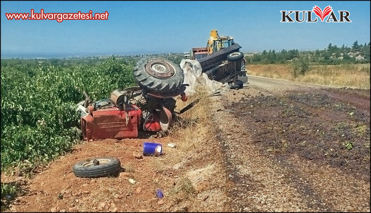 Devrilen üzüm yüklü traktörün sürücüsü hayatını kaybetti