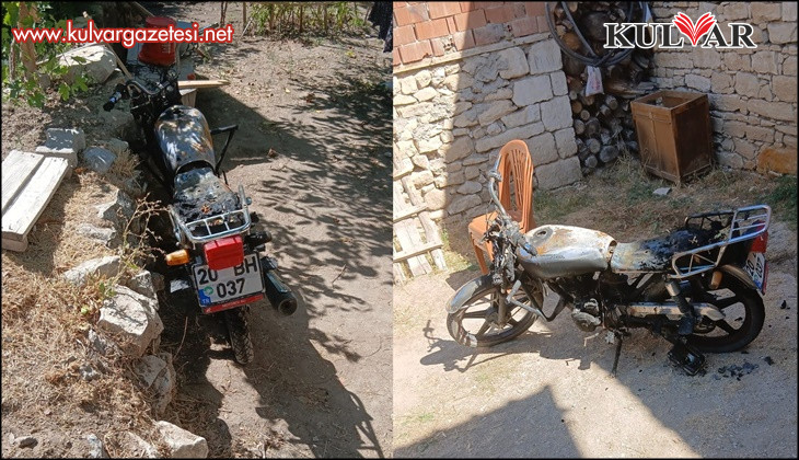 Evin bahçesinde park halinde olan motosiklet kundaklandı