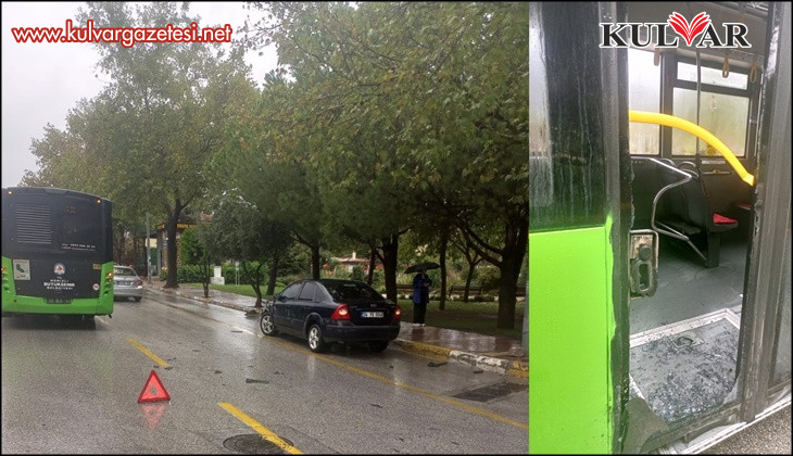 Halk otobüslerinin biri bozuldu, diğeri kaza yaptı