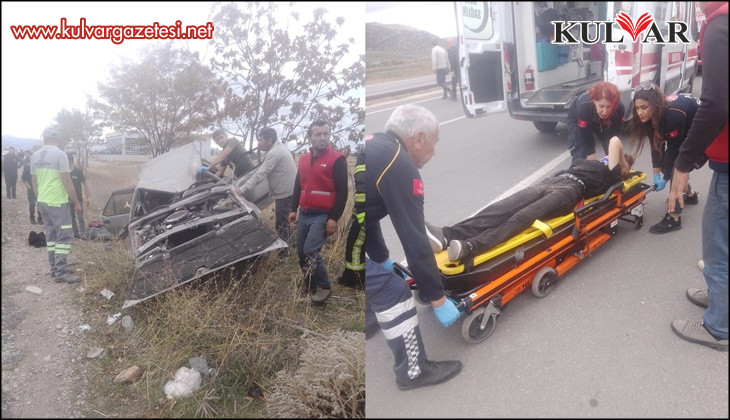 Hurdaya dönen araçtan yaralı kurtuldu