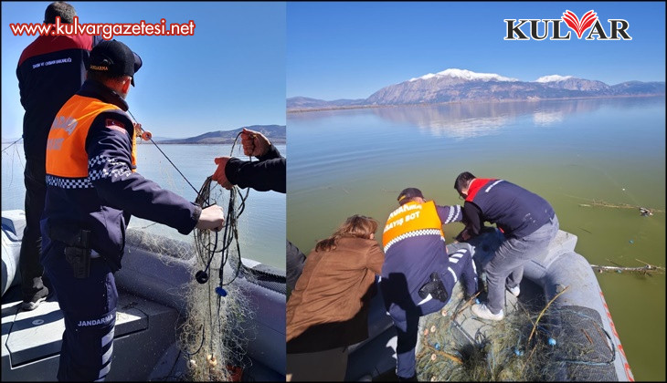 Işıklı Barajında kaçak avcılığa geçit yok 5 bin metre ağ ele geçirildi