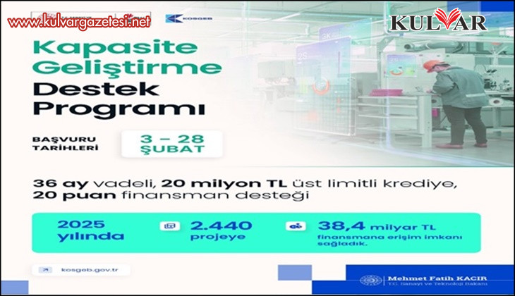 KOSGEB’den KOBİ’lerin Ölçek Büyütme Yatırımlarına Güçlü Destek: 2026 Kapasite Geliştirme Destek Programı Başladı