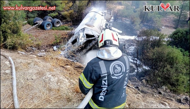 LPG yüklü tanker şarampole devrildi