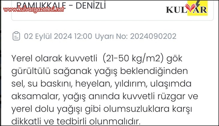 Meteorolojiden Denizli’ye son dakika uyarısı