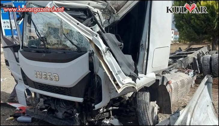 Meyve yüklü tır devrildi