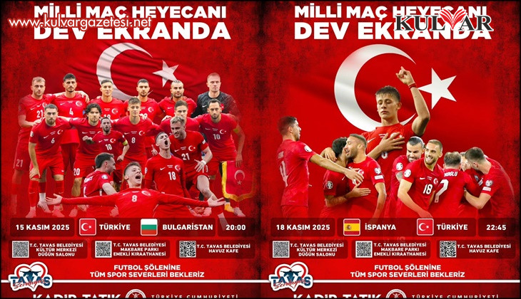 Milli maç heyecanı Tavas’ta dev ekranlarda yaşanacak