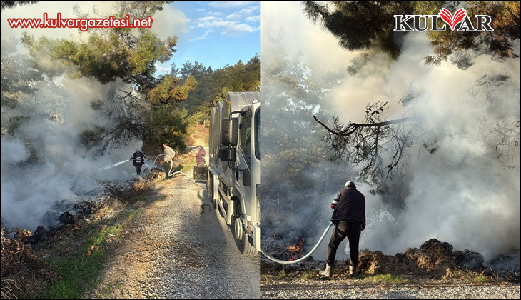 Orman yangınında alevlere sütle müdahale etti