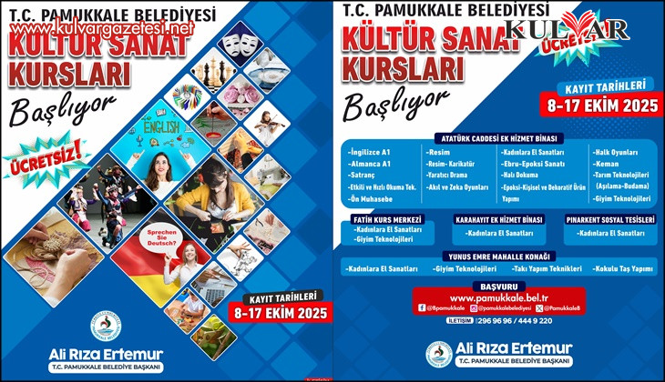 PAMUKKALE BELEDİYESİ KÜLTÜR SANAT KURSLARI BAŞLIYOR