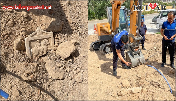 Park düzenlemesinde "Apollon'un oğlu asker" yazan antik stela bulundu