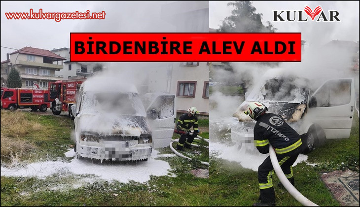 Park halindeki minibüs alevlere teslim oldu