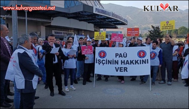 PAÜ Hastanesi çalışanları eylem yaptı