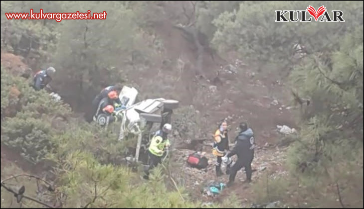 Şarampole uçan araçta 1 kişi öldü, 4 kişi yaralandı