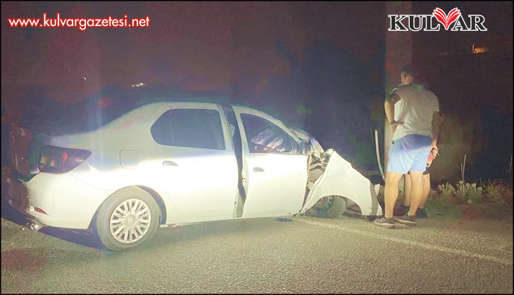 Seyir halinde lastiği patlayan otomobil elektrik direğine çarptı; 1 yaralı