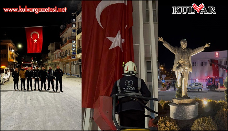 Tavas'ın her noktası bayraklarla donatıldı