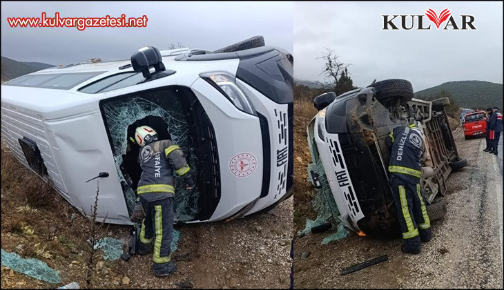 Tavas’ta servis aracı yan yattı; 9 yaralı