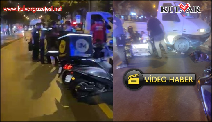 Tek şeritli caddeden ara yola geçmek isteyen kamyonetin çarptığı motosikletli ağır yaralandı