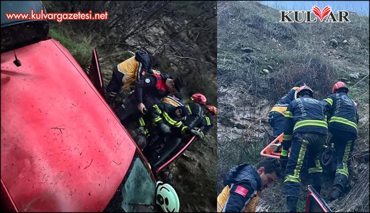 Uçuruma yuvarlanan araçta bulunan 2'si çocuk 5 kişi yaralandı