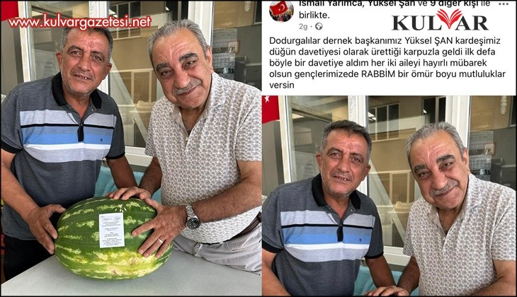 Ürettiği karpuz tarlada kalınca düğün davetiyesi olarak kullandı