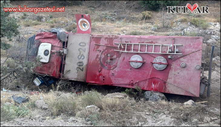 Yangın bölgesinden dönen arazöz şarampole yuvarlandı
