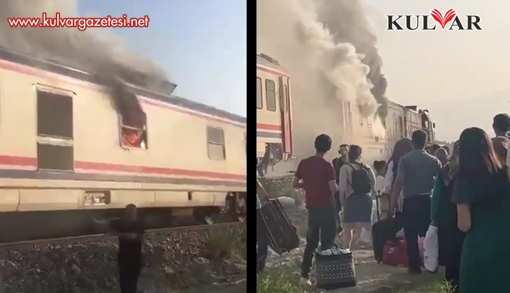 Yolcu trenin vagonu alev alev yandı