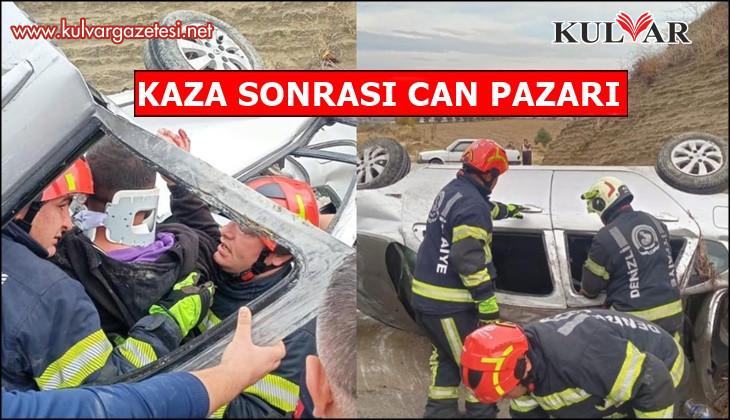 Yoldan çıkan otomobil takla attı; 2 yaralı