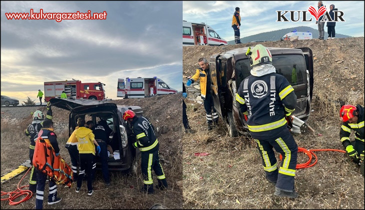 Yoldan çıkan otomobil tarlaya uçtu; 2 yaralı